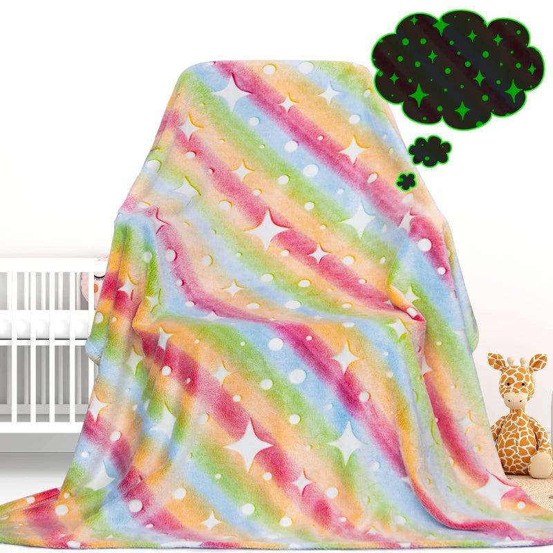 Cute Kids Throw Blanket Luminous Star Glow in The Dark Blankets for Teen Fleece Blanket Unique Birthday Gifts for Boys Girls Teens