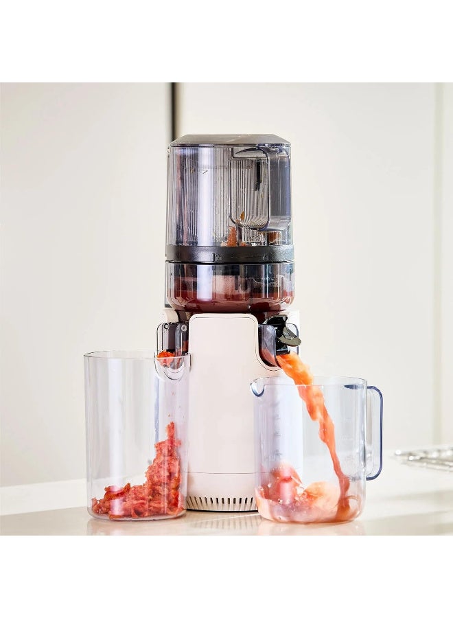 Hurom Cold Press Slow Juicer with Mega Hopper, 150W Quiet Motor, BPA-Free Juicer for Whole Fruits & Vegetables, Easy Clean Masticating Juicer Extractor, Space-Saving Design, Mushroom White E50ST - Image 2