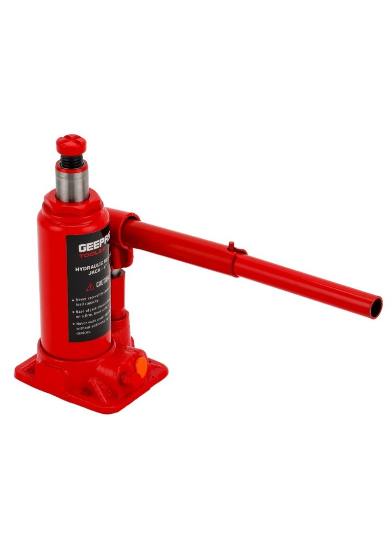 Geepas Hydraulic Bottle Jack- GAT59399/ 4 ton or 4000 kg Capacity, 195 to 380 mm Lifting Range/ Perfect for Car, Pickup Truck, Truck, RV, Auto Repair, Industrial Engineering/ Red - Image 2