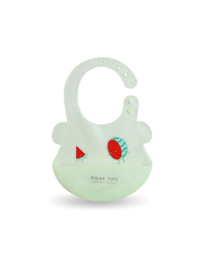بولكاتوتس مريلة سيليكون مقاومة للماء مع جيب وأزرار قابلة للتعديل من بولكا توتس - بطيخ - Image 1