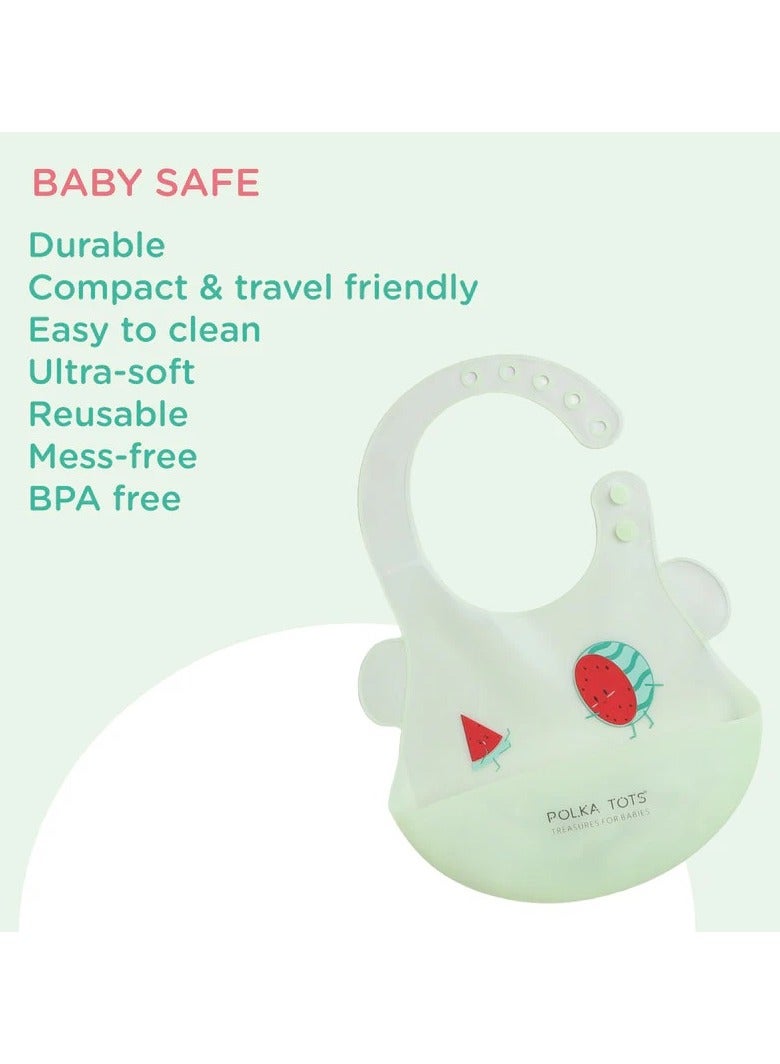 بولكاتوتس مريلة سيليكون مقاومة للماء مع جيب وأزرار قابلة للتعديل من بولكا توتس - بطيخ - Image 3