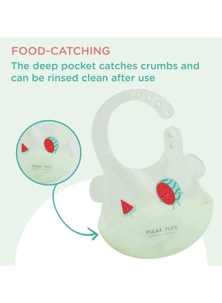 بولكاتوتس مريلة سيليكون مقاومة للماء مع جيب وأزرار قابلة للتعديل من بولكا توتس - بطيخ - Image 5