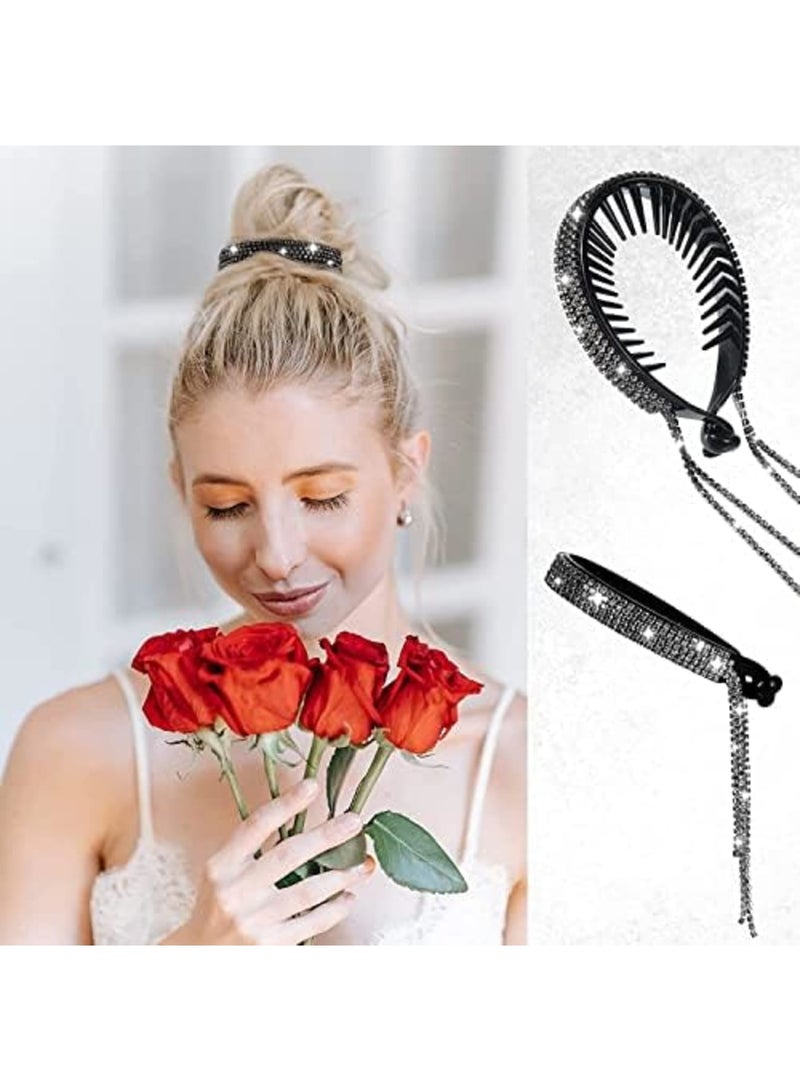 Luckam Bun Cover Rhinestone Hair Clips, 4 Pcs Bun Clip Large with Rhinestone Tassel, Elegant Glitter Hair Bun Holder for Women Girls - Image 4