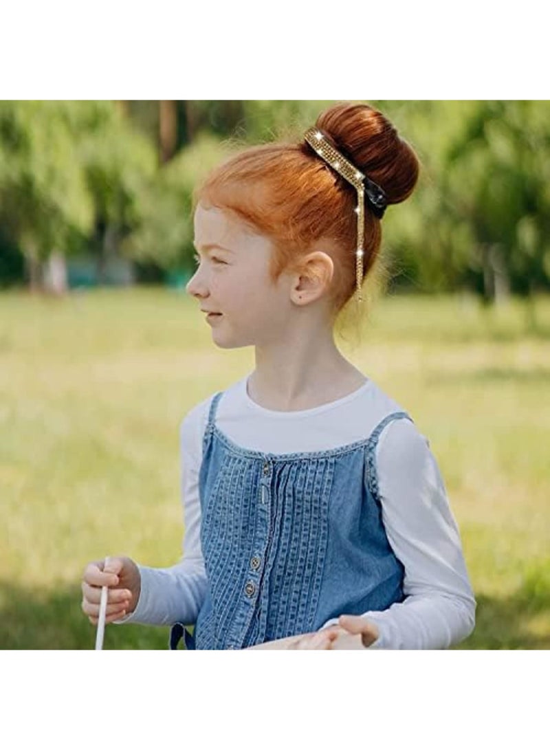 Luckam Bun Cover Rhinestone Hair Clips, 4 Pcs Bun Clip Large with Rhinestone Tassel, Elegant Glitter Hair Bun Holder for Women Girls - Image 3