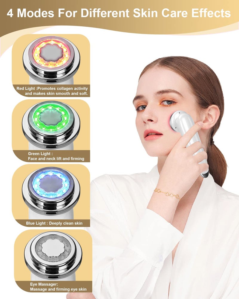 VOFEL Face Massager Electric Face Lifting 4 in 1 Facial Massager Anti Aging Skin Tightening Firming Skin Care Tools (White) - Image 2
