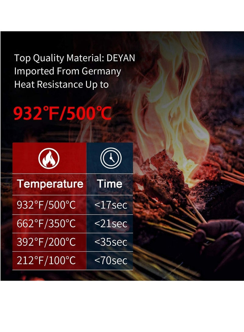 MAKINGTEC BBQ Grilling Gloves, Oven Gloves 932°F Extreme Heat Resistant Grill Gloves, Food Grade Kitchen Oven Mitts, Non-Slip Cooking Hot Gloves for Barbecue, Cooking, Cutting, Baking, Welding - Image 3