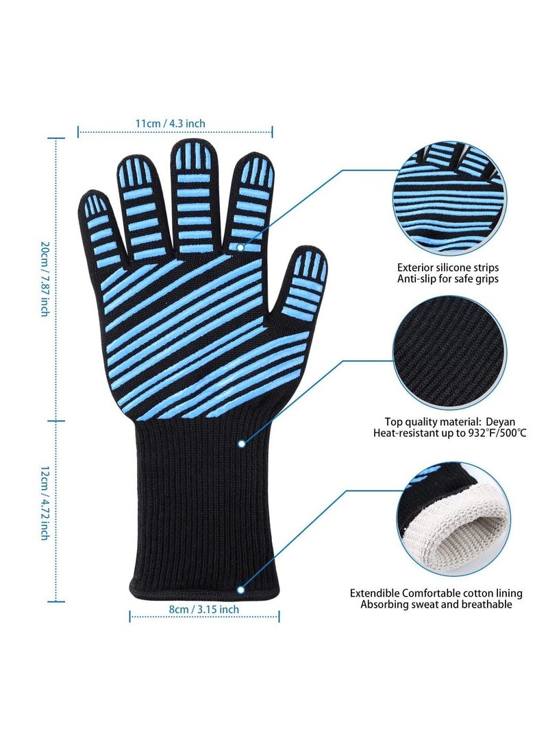 MAKINGTEC BBQ Grilling Gloves, Oven Gloves 932°F Extreme Heat Resistant Grill Gloves, Food Grade Kitchen Oven Mitts, Non-Slip Cooking Hot Gloves for Barbecue, Cooking, Cutting, Baking, Welding - Image 4