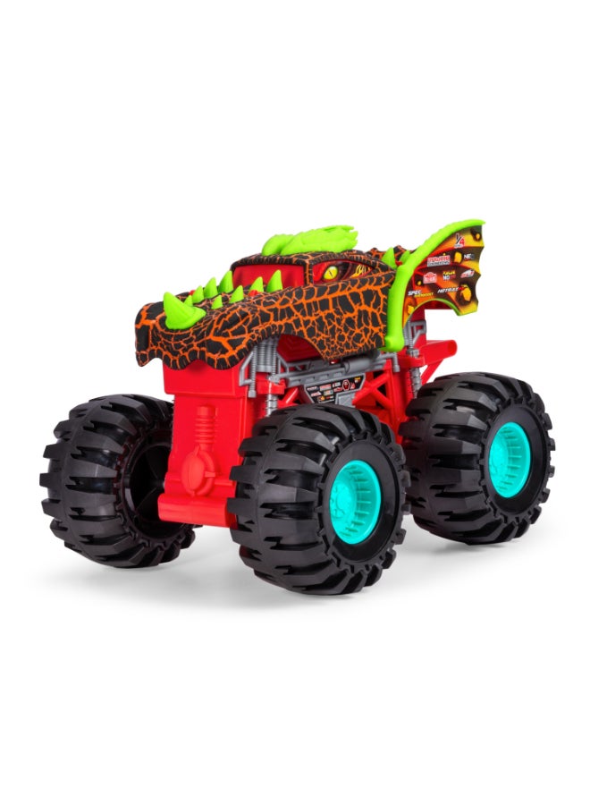 Dickie Item 203757005-Dickie Toys - Dragon Monster Truck Car (38.5 cm) - Extra Large Dragon Monster Truck from 3 Years with Cool Effects, Toy Car for Children with Freewheel & Suspension, Includes Platform. Years 3+ - Image 3