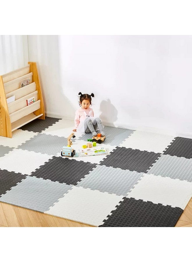 سيجناترون، ٦ بلاطات - ٢٤ قدمًا مربعًا، أرضية ألغاز || سجادة لعب متشابكة للأطفال || سجادة لعب للأطفال || سجادات لعب للأطفال || سمك ١٢ مم (أسود - رمادي - أبيض) - Image 1
