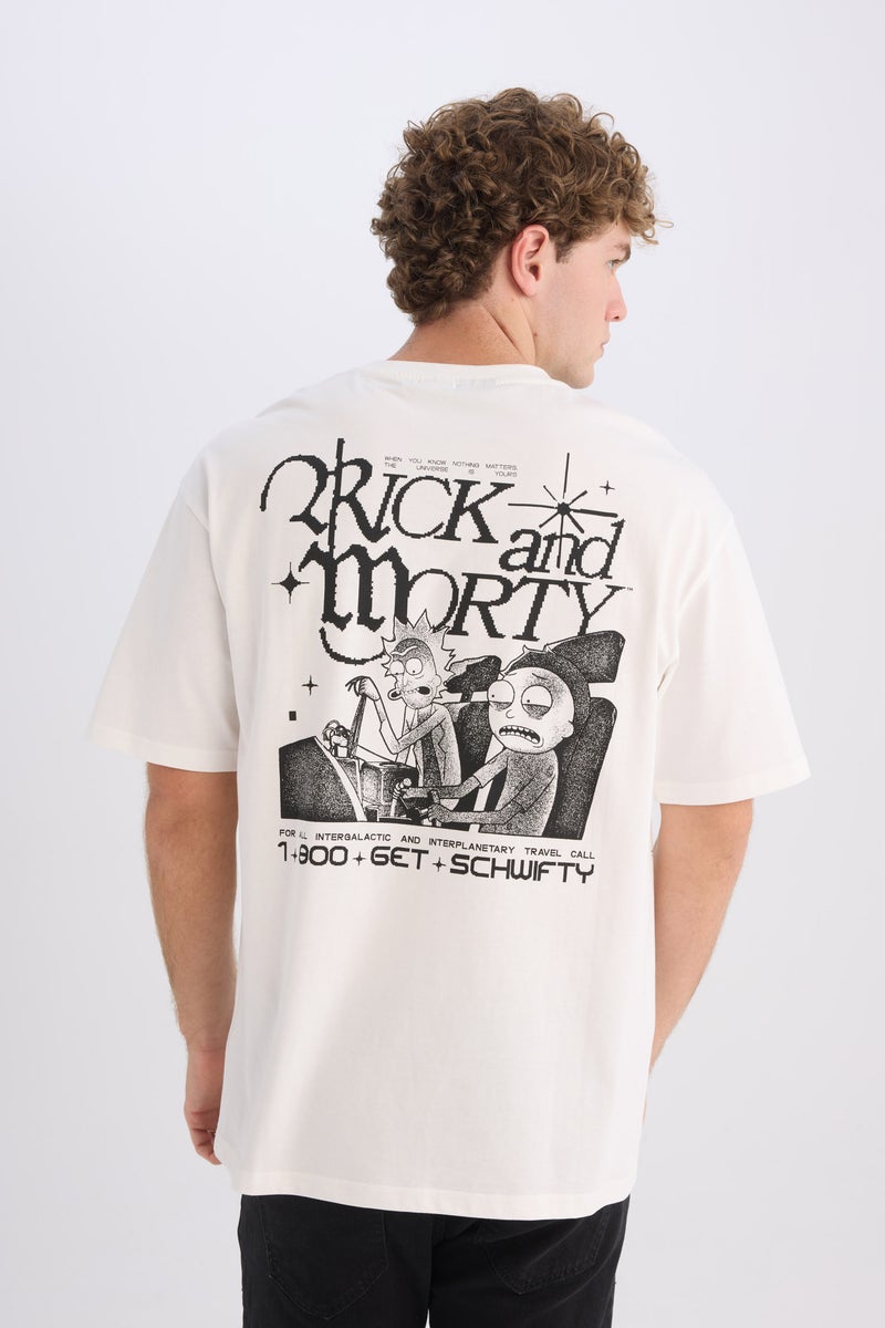 DeFacto Man Boxy Fit Rick and Morty Licensed Crew Neck Printed T-Shirt - Image 1