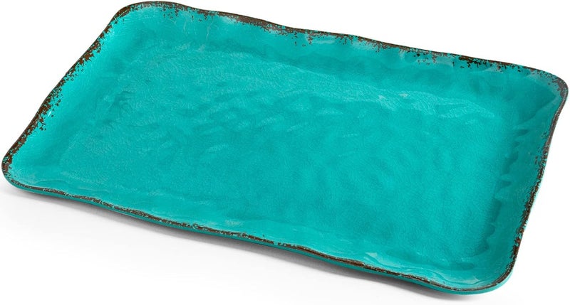 LEHAHA Melamine Serving Tray, Rectangular Large Serving Trays/Platters Set for Serving Food, BPA Free Hard Plastic Outdoor Food Serving Platters and Trays, Set of 2, 17.5"x 10", Teal - Image 5