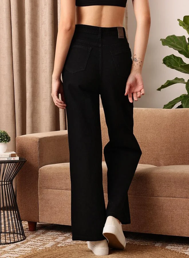 STREET 9 STREET 9 Solid Mis Rise Straight Fit Jeans