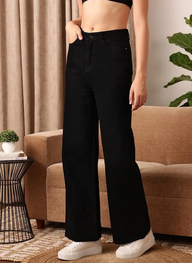 STREET 9 STREET 9 Solid Mis Rise Straight Fit Jeans