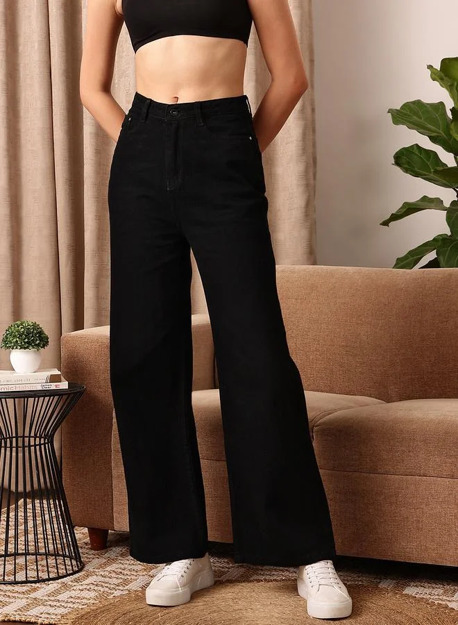 STREET 9 STREET 9 Solid Mis Rise Straight Fit Jeans
