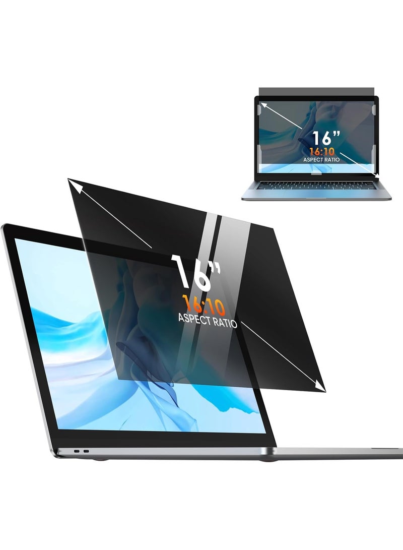 Laptop Privacy Screen 16 Inch, 16:10 Aspect Compatible with HP Dell Lenovo Acer Asus Thinkpad Envy Xps Vivobook, Removable Anti Blue Light Glare Spy Computer Monitor Filter Security Shield - Image 1