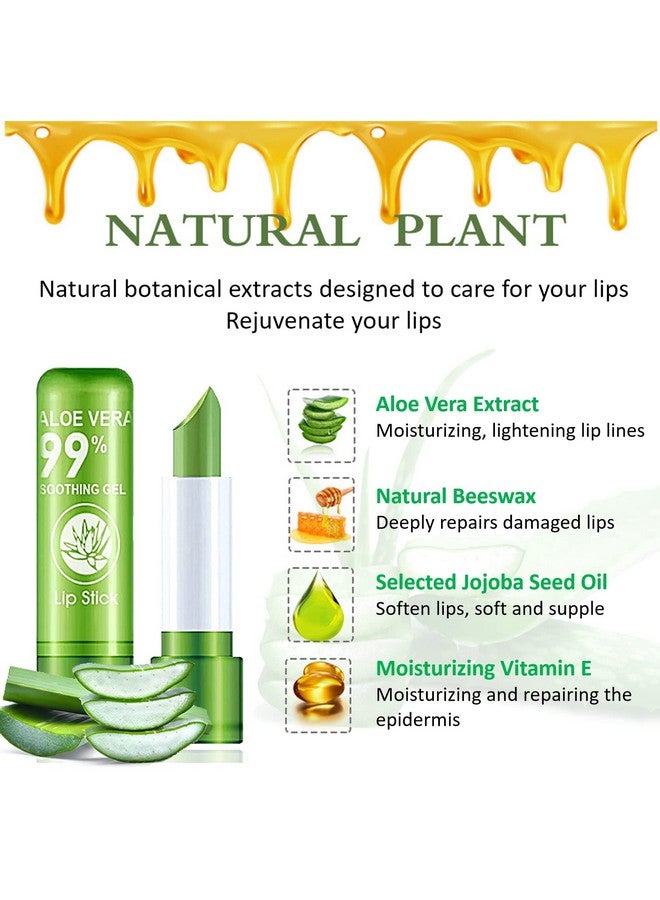 LZYLLS 4 Pack Aloe Vera Lipsticklong Wear Nourishing Lip Stickwaterproof Moisturizing Color Changing Lip Balm Lipsticklip Glossmagic Temp Color Change Matte Lip Gloss Makeup - Image 3
