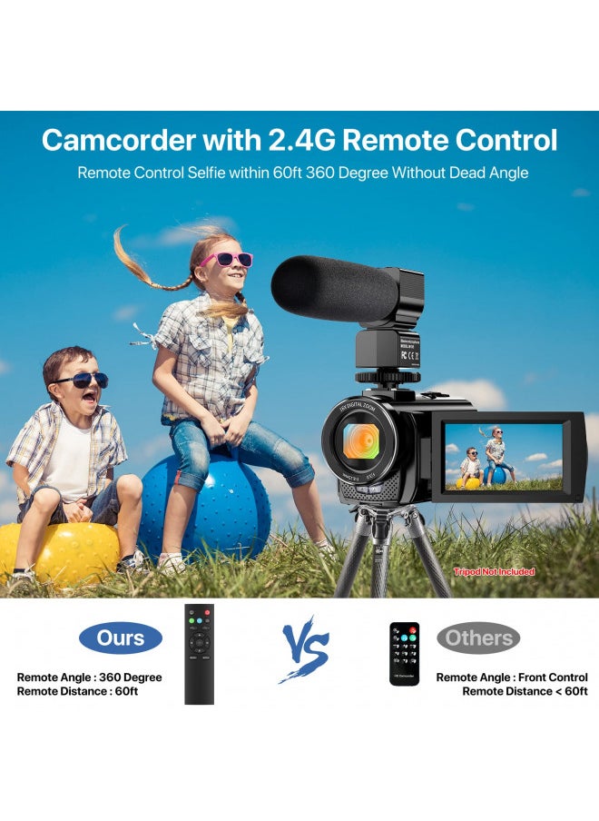 ALSONE Video Camera YouTube Vlogging Camera Recorder FHD 1080P 24.0MP 3.0 Inch 270 Degree Rotation Screen 16X Digital Zoom Camcorder with Microphone,Remote Control and 2 Batteries  - Image 3