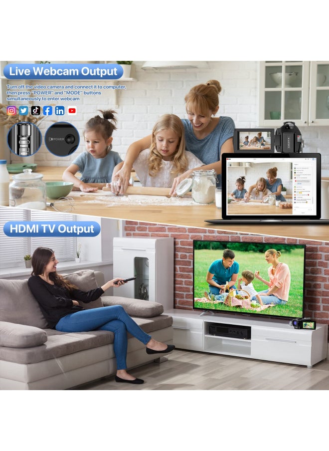 ALSONE Video Camera YouTube Vlogging Camera Recorder FHD 1080P 24.0MP 3.0 Inch 270 Degree Rotation Screen 16X Digital Zoom Camcorder with Microphone,Remote Control and 2 Batteries  - Image 4
