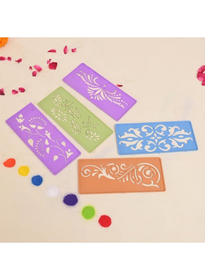 CraftVatika مجموعة قوالب رانغولي من كرافت فاتيكا مكونة من 12 قطعة، عناصر تزيين ديوالي، قوالب صنع رانغولي للمزخرفات الأرضية، قوالب رانغولي قابلة لإعادة الاستخدام (18 سم مستطيل) - Image 3