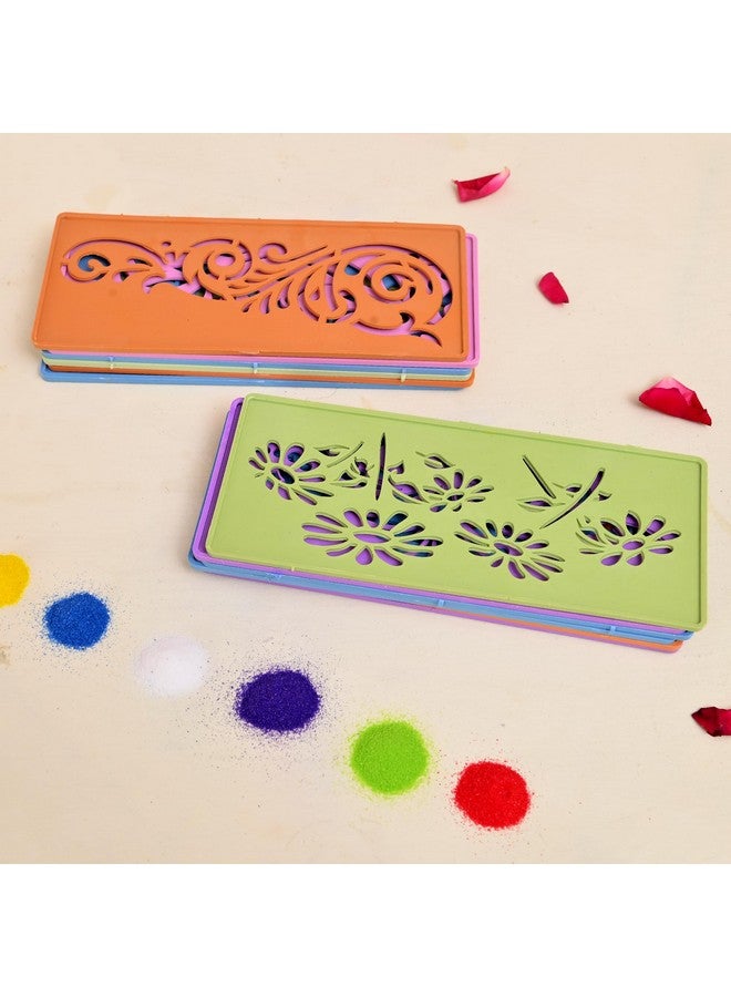 CraftVatika مجموعة قوالب رانغولي من كرافت فاتيكا مكونة من 12 قطعة، عناصر تزيين ديوالي، قوالب صنع رانغولي للمزخرفات الأرضية، قوالب رانغولي قابلة لإعادة الاستخدام (18 سم مستطيل) - Image 4