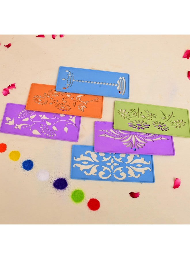 CraftVatika مجموعة قوالب رانغولي من كرافت فاتيكا مكونة من 12 قطعة، عناصر تزيين ديوالي، قوالب صنع رانغولي للمزخرفات الأرضية، قوالب رانغولي قابلة لإعادة الاستخدام (18 سم مستطيل) - Image 2
