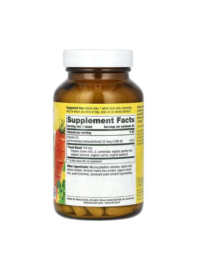 MegaFood Vitamin D3 25 mcg 1000 IU 60 Tablets  - Image 2