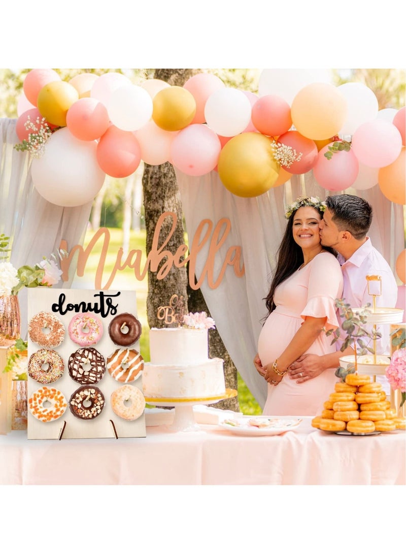 Captaintech Wood Donut Wall Display Stand Reusable Doughnuts Stands Board Holder Hold 9 Donuts - Image 2