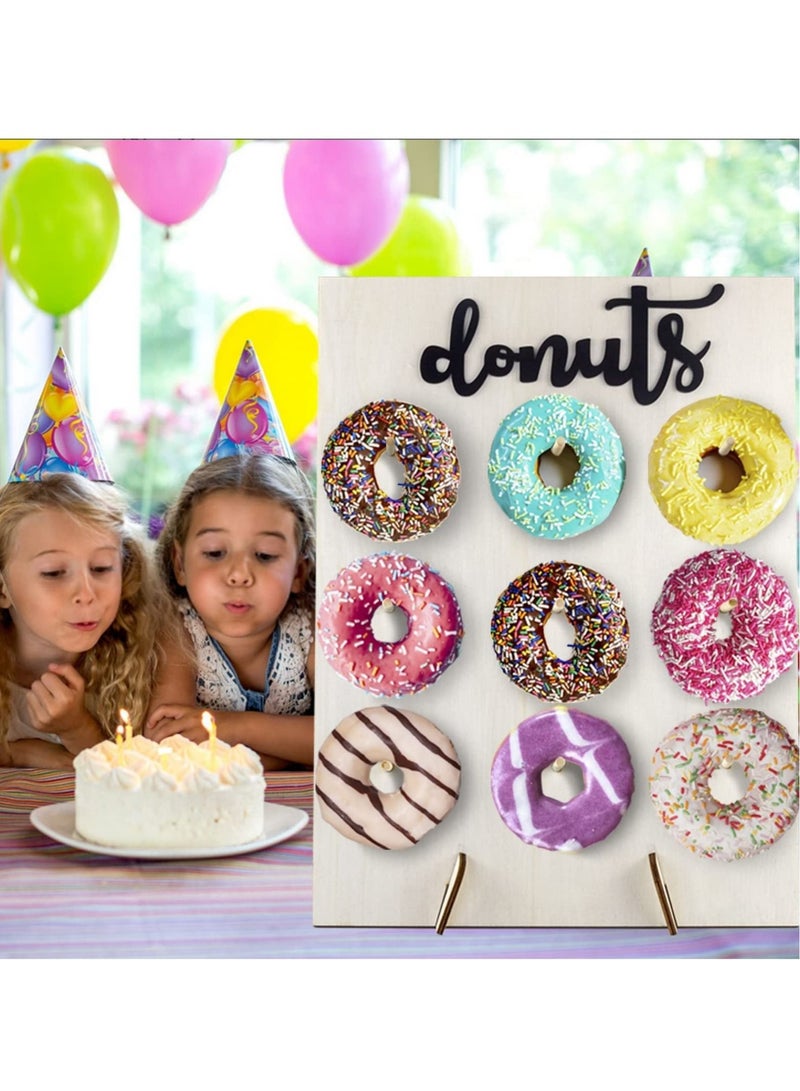 Captaintech Wood Donut Wall Display Stand Reusable Doughnuts Stands Board Holder Hold 9 Donuts - Image 3