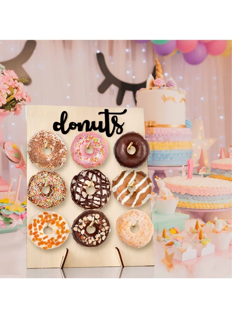 Captaintech Wood Donut Wall Display Stand Reusable Doughnuts Stands Board Holder Hold 9 Donuts - Image 4