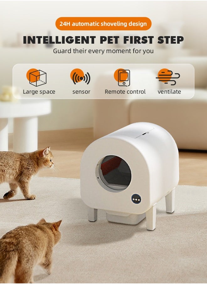 Ammar Space - Self Cleaning Litter Box 68L Automatic Cat Litter Box Anti Pinch Kitty Litter Box with Odor Removal and Wifi APP Control for Multiple Cats Extra Large Smart Litter Box Automatic Cat Toilet - Image 1