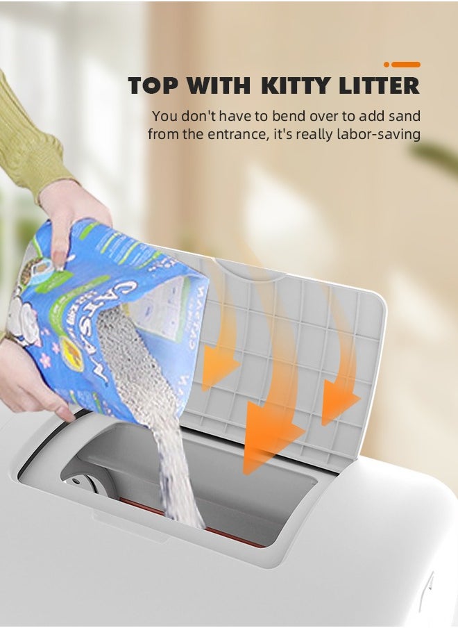 Ammar Space - Self Cleaning Litter Box 68L Automatic Cat Litter Box Anti Pinch Kitty Litter Box with Odor Removal and Wifi APP Control for Multiple Cats Extra Large Smart Litter Box Automatic Cat Toilet - Image 1