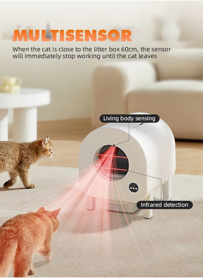 Ammar Space - Self Cleaning Litter Box 68L Automatic Cat Litter Box Anti Pinch Kitty Litter Box with Odor Removal and Wifi APP Control for Multiple Cats Extra Large Smart Litter Box Automatic Cat Toilet - Image 1