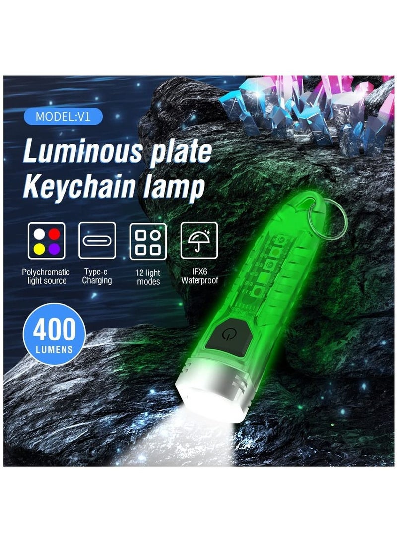 SYOSI - Mini Led Flashlight Keyring Torch USB Rechargeable Portable Keychain Flashlights IPX6 Waterproof 400 Lumens EDC Flashlights with 12 Modes for Camping, Hiking, Backpacking, and Daily Using - Image 1