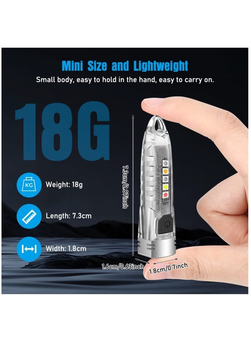 SYOSI - Mini Led Flashlight Keyring Torch USB Rechargeable Portable Keychain Flashlights IPX6 Waterproof 400 Lumens EDC Flashlights with 12 Modes for Camping, Hiking, Backpacking, and Daily Using - Image 1