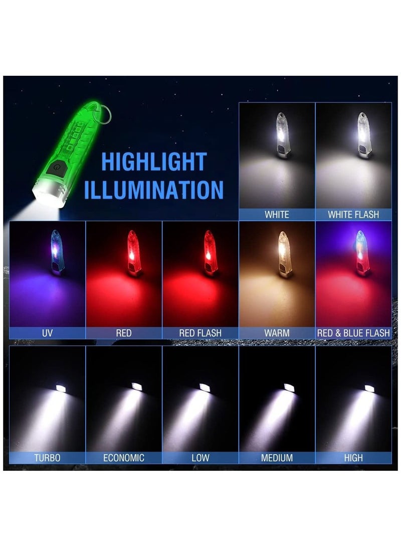SYOSI - Mini Led Flashlight Keyring Torch USB Rechargeable Portable Keychain Flashlights IPX6 Waterproof 400 Lumens EDC Flashlights with 12 Modes for Camping, Hiking, Backpacking, and Daily Using - Image 1