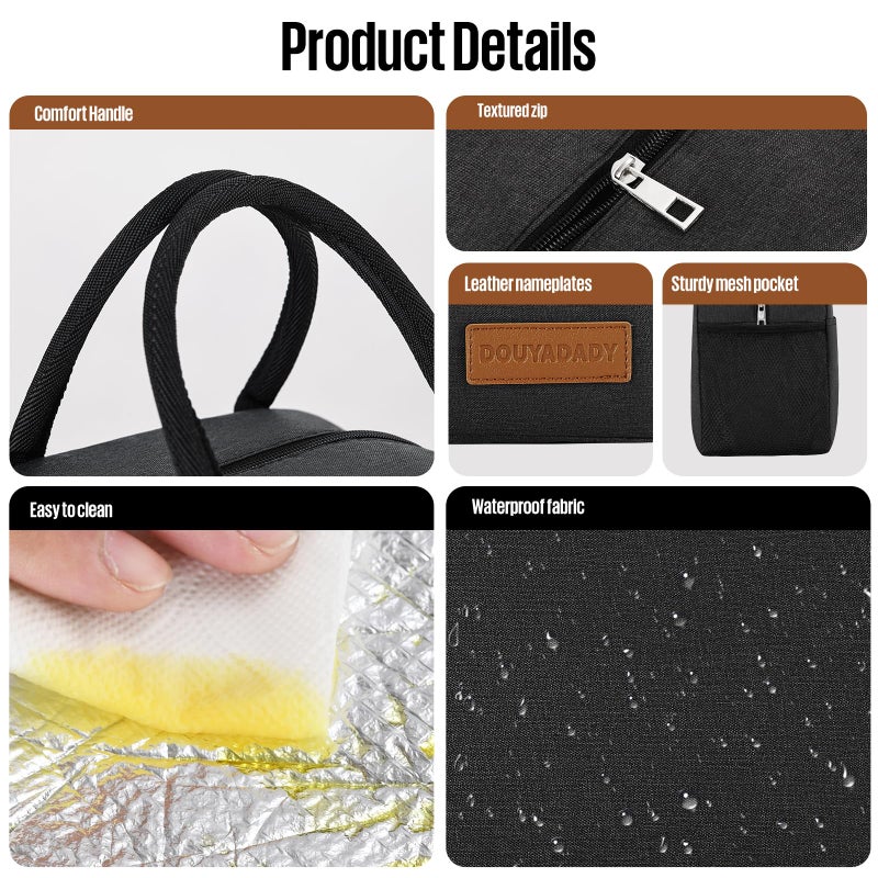 douyadady Lunch Bag Women/Men Lunch Box Women/Men (black) - Image 5