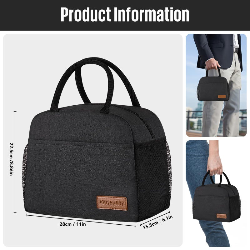 douyadady Lunch Bag Women/Men Lunch Box Women/Men (black) - Image 2