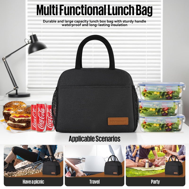 douyadady Lunch Bag Women/Men Lunch Box Women/Men (black) - Image 3