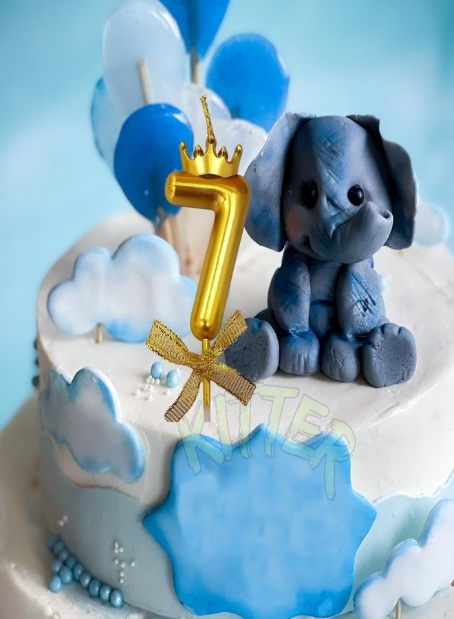 KITTER 1 Pc 7 Number Candle for Birthday Cake 7th Birthday Cake Decoration Seven Candle with Crown on Top Cake Topper Metallic Gold Number Crown Candles for Anniversary (Pack of 1) - Image 4