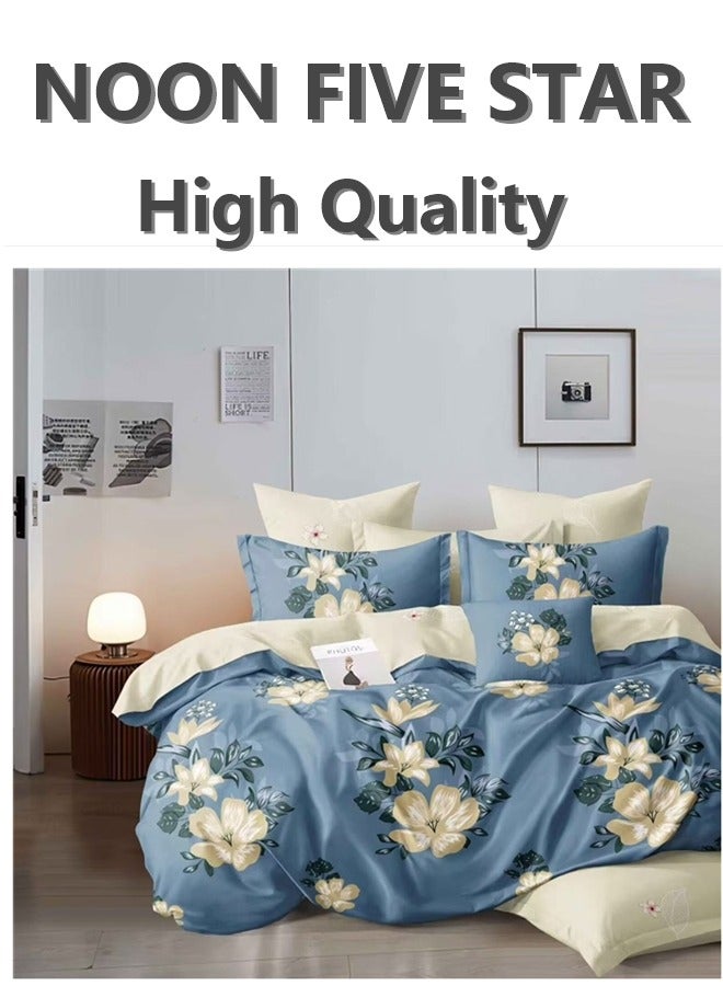 Premium Luxury King 220x240cm: 6PCS Duvet Cover 4Pillow Cover 1 High Density Fitted Sheet