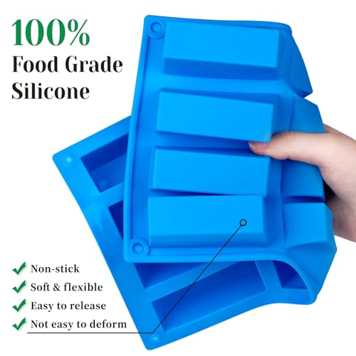 CLUEWR 3 PCS Granola Bar Mold, 12 Cavity Rectangle Silicone Bar Mold for Baking Chocolate/Candy/Protein/Energy Bar, Caramel, Truffle, Brownie, Cheesecake, Ganache, Butter - Image 3