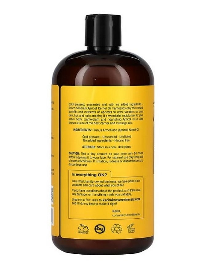 Seven Minerals Apricot Kernel Oil Cold Pressed and Pure Unscented 32 fl oz 950 ml  - Image 2