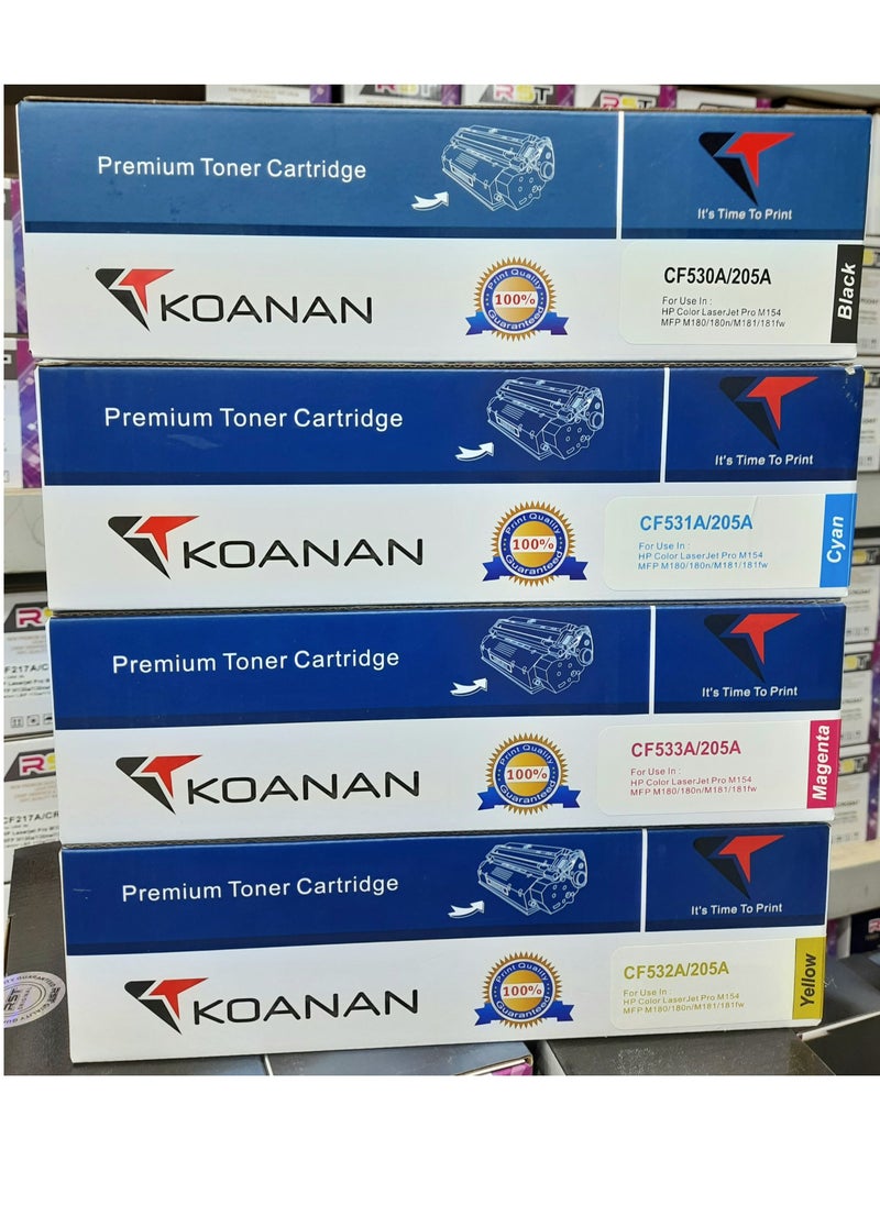 China Brand - Computer Toner 205A CF530A CF531A CF532A CF533A Toner Cartridges for HP Color LaserJet pro MFP M180 M180n M180nw M180fw M181 M181n M181fw HP Color LaserJet pro M154A M154NW Printer Full Set - Image 1