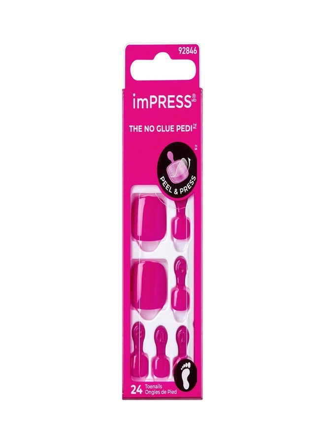 Impress KISS imPRESS No Glue Mani Press On Nails, Toenails, 'Sweet as Honey', Medium Pink, Short Size, Squoval Shape, Includes 24 Nails, Prep Pad, Instructions Sheet, 1 Manicure Stick, 1 Mini File - Image 1