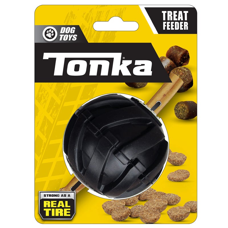 Tonka Mega Tread Ball Treat Holder Dog Toy Lightweight Durable and Water Resistant 3 Inches for SmallMediumLarge Breeds Single Unit Black - Image 2