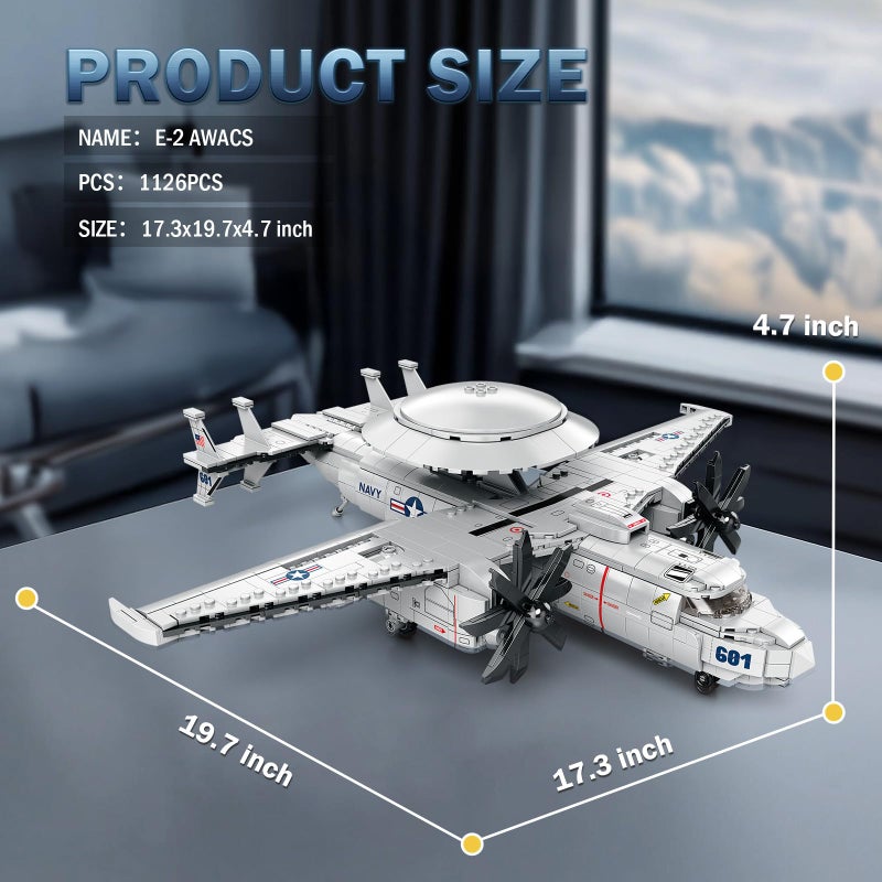 Reobrix E-2 Hawkeye Military Airplane Building Set,Warning Aircraft Fighter Jet Model Kits 33029,Airborne Building Toy for Adults, Boys 14+, Home Decor Gift for Adult, 1126PCS - Image 5