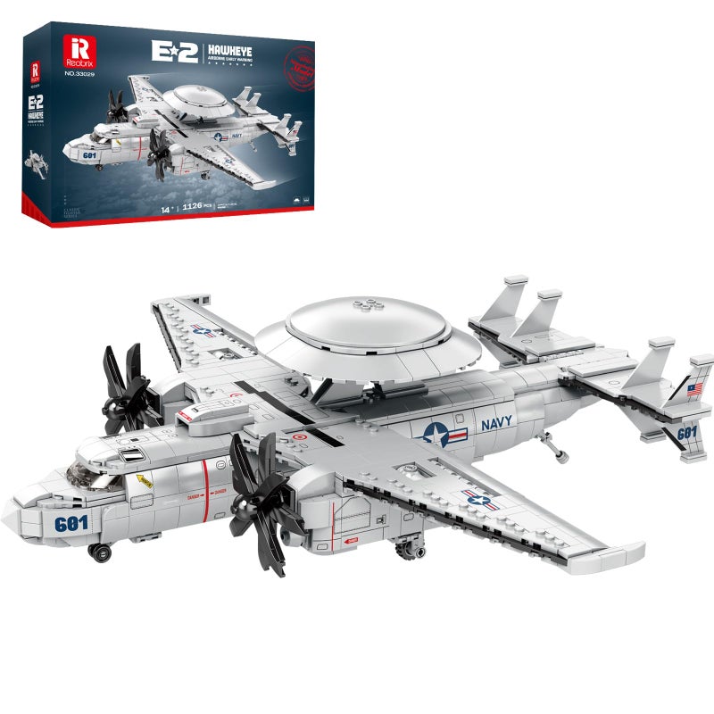 Reobrix E-2 Hawkeye Military Airplane Building Set,Warning Aircraft Fighter Jet Model Kits 33029,Airborne Building Toy for Adults, Boys 14+, Home Decor Gift for Adult, 1126PCS - Image 1