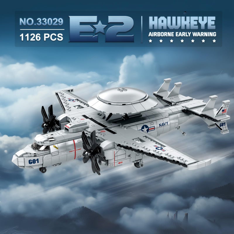 Reobrix E-2 Hawkeye Military Airplane Building Set,Warning Aircraft Fighter Jet Model Kits 33029,Airborne Building Toy for Adults, Boys 14+, Home Decor Gift for Adult, 1126PCS - Image 2