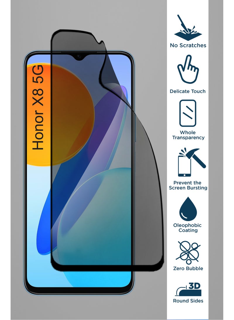 واقي شاشة زجاجي سيراميكي غير لامع للخصوصية لهاتف Honor X8 5G - أسود - Image 4