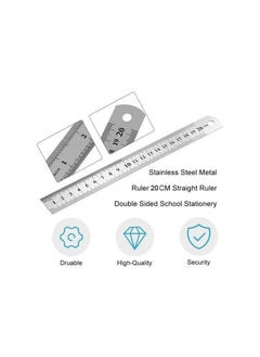 MARKQ 20 cm Metal Ruler, Double Sided Stainless Steel Scale for School, Office, Home, Architect, Engineers, Craft Supplies  - Image 3